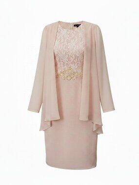Blush Pink Chiffon Dress Lace Pearl Beading Vintage Ursula Switzerland
